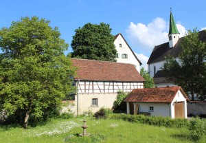 Blick auf den Pfarrgarten Ende Mai 2018